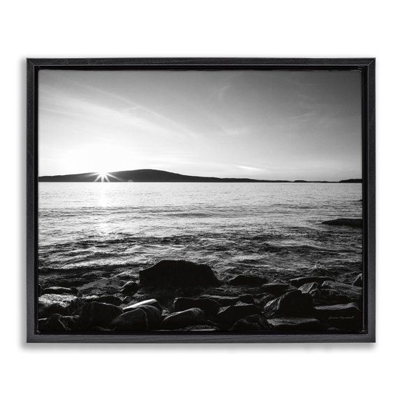 Stupell Industries Coastal Frenchman Bay Nautical Seascape Black Floating Frame Canvas Art, 31 x 25, by Laura Marshall