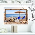 thumbnail image 1 of Framed Effect Beach with Chairs Umbrella - Seashore Photo Canvas Art Print, 1 of 3
