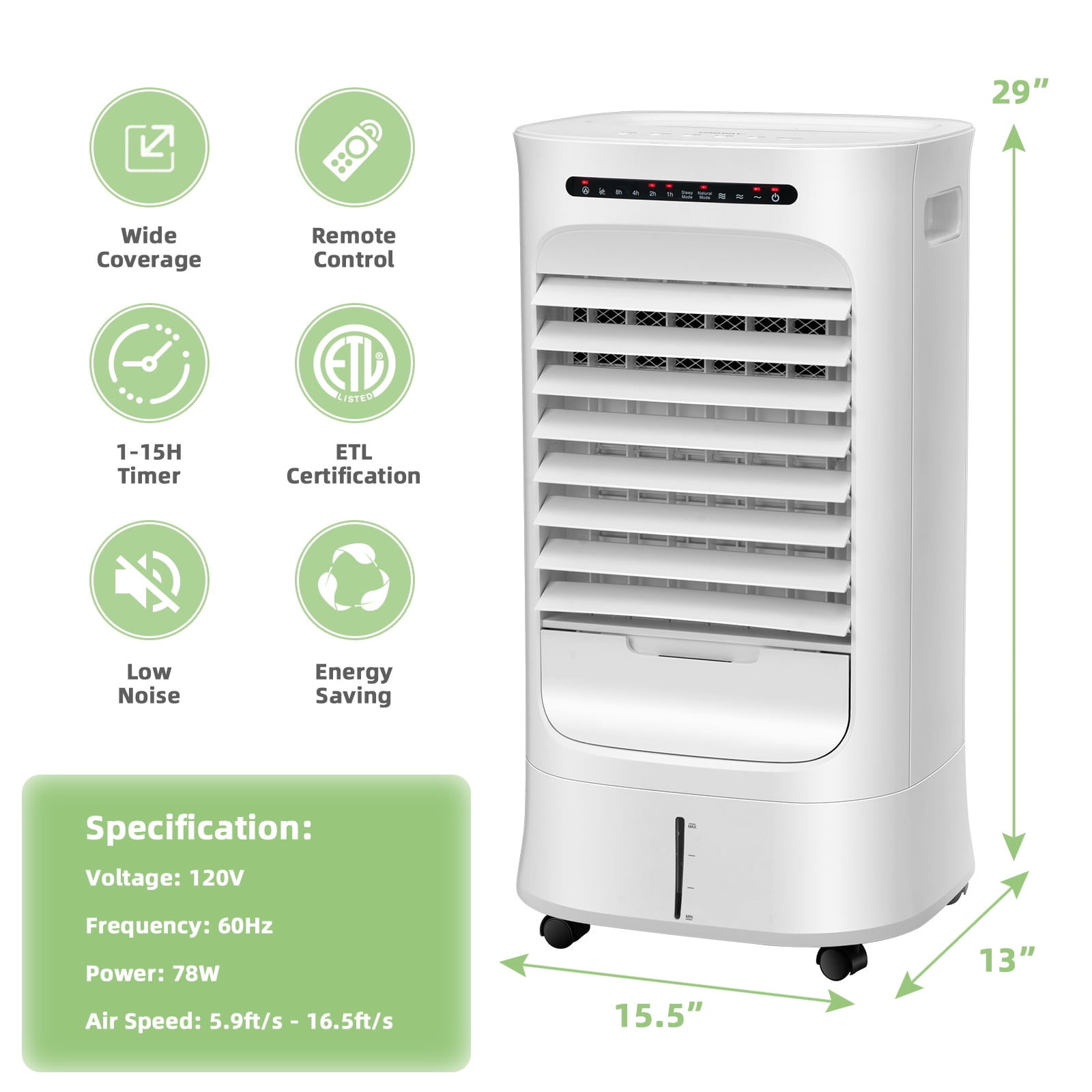 Costway 4-in-1 Evaporative Air Cooler Portable Humidifier with Timer, 3  Modes & Speeds