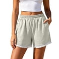 thumbnail image 2 of ByworldtasicNo Boundaries Lace Trim Elastic High Waisted Shorts for Women Summer Casual Loose Lounge Shorts, 2 of 6
