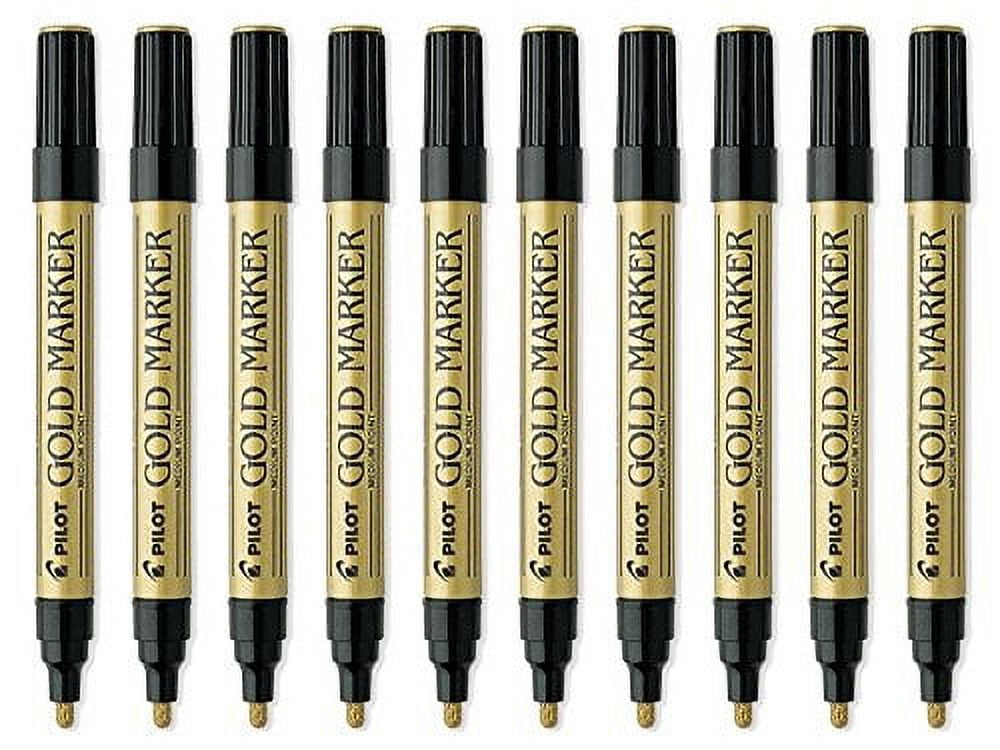 Pilot Gold Metallic Permanent Paint Markers, Medium Point, 10-PACK(41700)