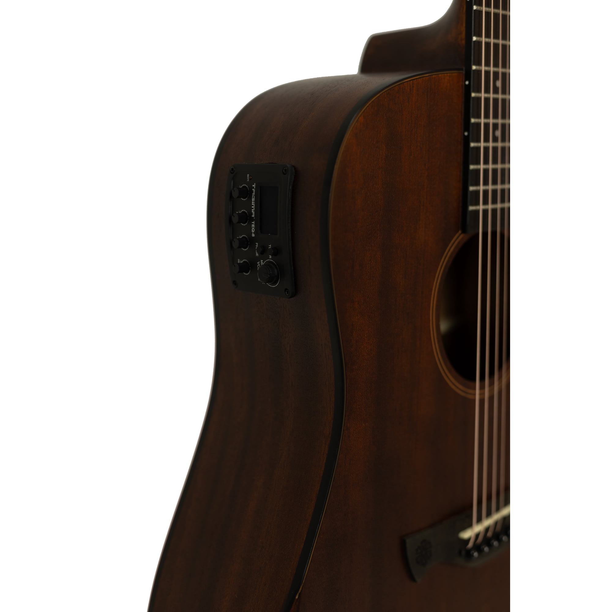 Tagima NEW ENGLAND GRAN RESERVA DKMOP Dreadnought Cutaway Acoustic Guitar – Sapele Body, Teq-8 Piezo, Satin Dark Mahogany