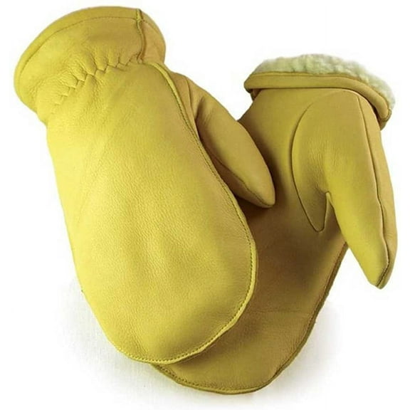 Northstar Unisex Full Grain Deerskin Sherpa Lined Mitten, Tan, Full Fingered 51T