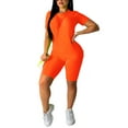 thumbnail image 1 of KOMOO Women 2Piece Bodycon Outfits Short Sleeve T-Shirt High Waist Shorts Yoga Tracksuit Sets, 1 of 3