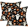 thumbnail image 1 of Halloween Pillow Covers 20x20 inch Set of 2 Ghosts Candy Pumkin Decorations Black Halloween Pillows Decorative for Halloween Home Decor for Sofa Chair Couch, 1 of 1