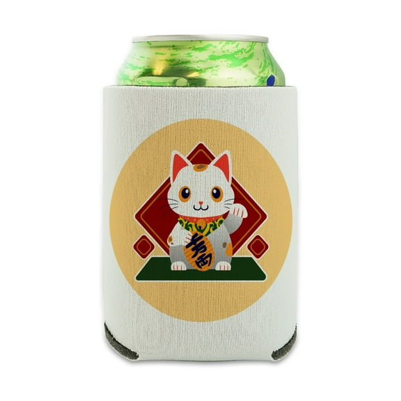Cute Lucky Cat Maneki-Neko Can Cooler - Drink Sleeve Hugger Collapsible Insulator - Beverage Insulated Holder