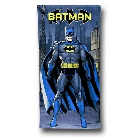 Batman Standing in the City Cotton Beach Towel, 28" x 58"