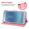 thumbnail image 6 of Compatible with Samsung Galaxy J3 Orbit J 3 Star 2018 3J Achieve Wallet Phone Case and Tempered Glass Screen Protector Flip Credit Card Holder Stand Mandala Flower Cell Cover for J337A J337V Pink, 6 of 9