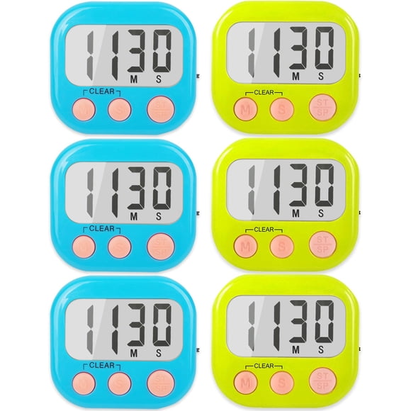 Juego de 6 Temporizadores Digitales Magnéticos AOUCE para Aula en Azul y Verde