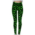 thumbnail image 3 of lcziwo St Patricks Day Leggings for Women Casual Stretchy High Waisted Yoga Pants Novelty Shamrock Print Running Leggings Full Length Tight Trousers Green L, 3 of 6