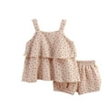 thumbnail image 1 of IFNWSV Ensembles d'Été pour Filles Mode Décontractée Manches Courtes Col Rond Bouton Uni Ensembles de Shorts 2-3 Ans, 1 of 3