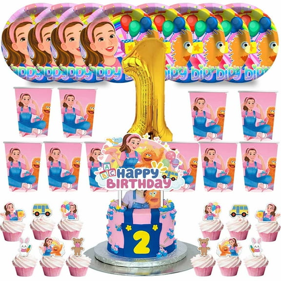 Ms Rachel Birthday 1st Cups Party Supplies Plates Fans Decorations Cake Topper Decor