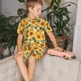 thumbnail image 4 of Balery Green Leaf Sunflower Conjunto de Pijama Infantil de Manga Corta con Estampado – Ropa de Dormir de Algodón Suave-XX-Large, 4 of 6