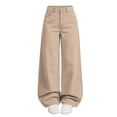 thumbnail image 2 of fnnxnal Girls' Baggy Wide-Leg High-Waisted Jeans - Khaki Y2K Vintage Relaxed Loose Fit Casual Pants for School & Play,Size 9-10 T, 2 of 9