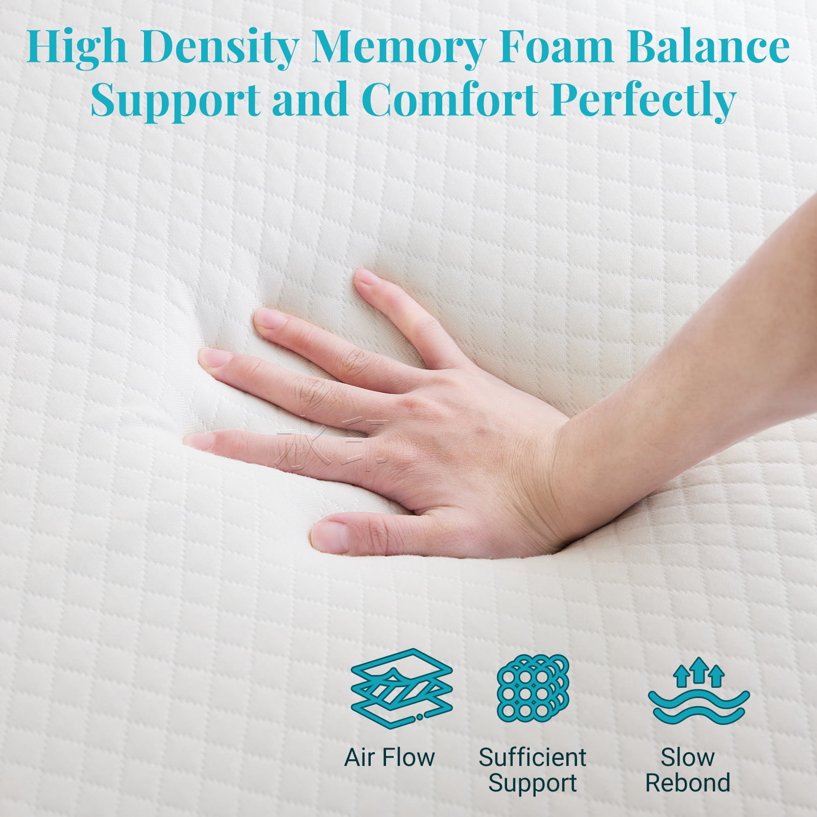 Gel Memory Foam Mattress Topper, Detachable Cover, White