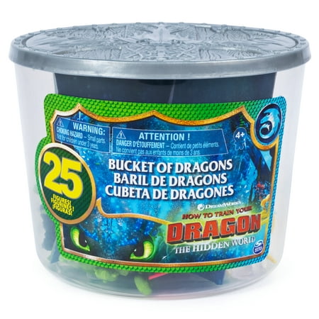 DreamWorks Dragons, Bucket of Dragons, 25 Dragon and Viking Figures in Storage Bucket, for Kids Aged 4 and Up