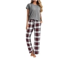 thumbnail image 1 of RKSTN Womens Ensembles de Pyjama Mode Col Rond Manches Courtes Taille Élastique Pantalon Imprimé Pyjama Set Doux Confortable Pajamas, 1 of 4