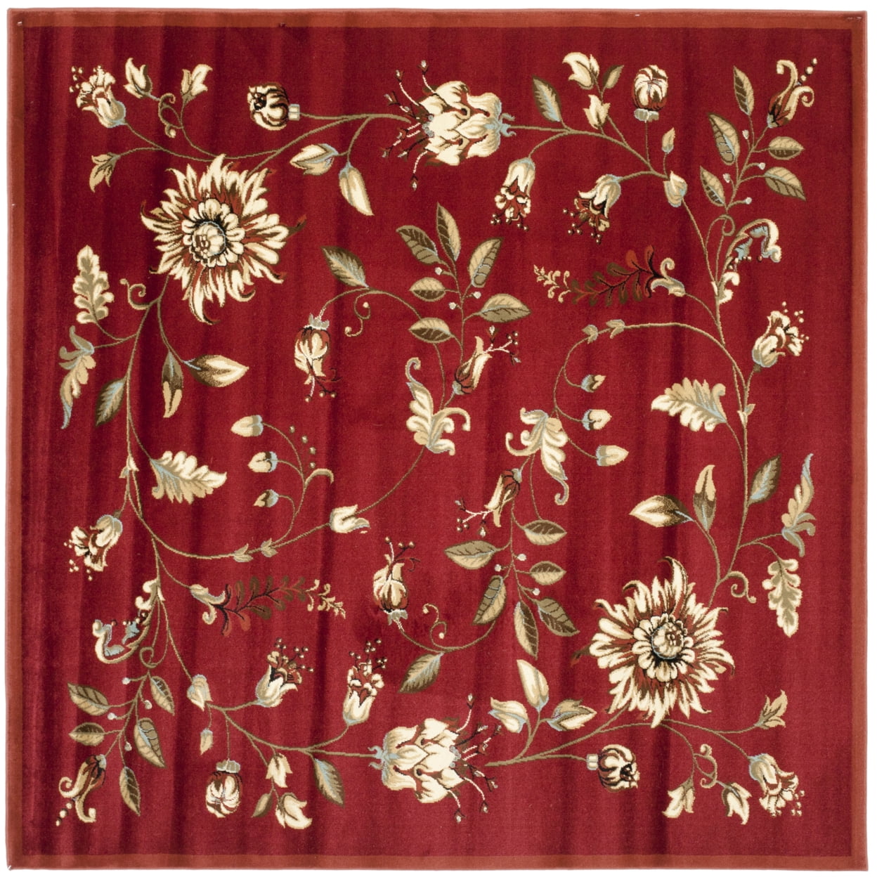 SAFAVIEH Lyndhurst Milo Floral Border Area Rug, Red/Multi, 8'9" x 12'