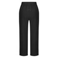 thumbnail image 5 of ABATAB Pants for Women Drawstring Solid Wide Leg Trousers Trendy Elastic Waisted Cotton Linen Summer Casual Pants, 5 of 7