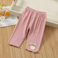 thumbnail image 2 of Posijego Little Girls Capri Leggings for Toddlers Baby Girls Cotton Cropped Leggings Elastic Waist 3/4 Pants, 2 of 3