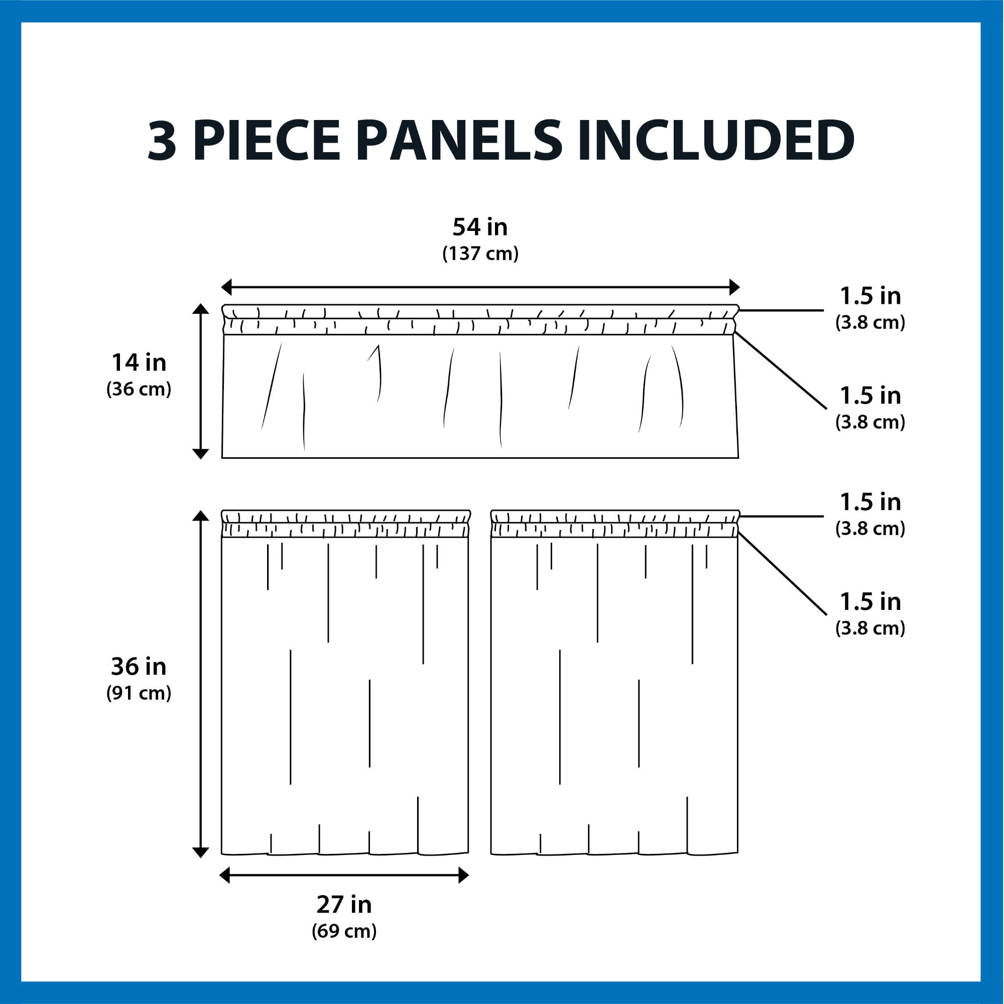 Mainstays Light Filtering Curtain Tier Pair and Valance Set, 3-Piece, Sunflower, 54" W x 36" L