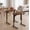 BROWN, variant on Compact foldable C-shaped side table, adjustable folding TV stand with 6 height settings, slides neatly under the sofa, sturdy MDF tabletop, no assembly required
