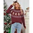 thumbnail image 4 of Cogild Ugly Christmas Sweaters for Womens Tree Gingerbread Man Pattern Sweaters Crew Neck Knitted Sweaters for Womens Warmth Winter Tops, 4 of 7