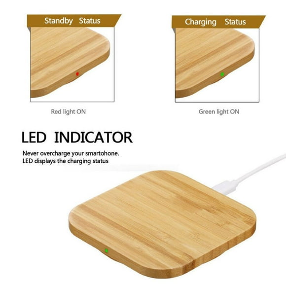 Xingzhi Qi Certified Fast Square Bamboo Wireless Charger Square bamboo wireless charger Wood Pad Compatible for Samsung Galaxy PHONE