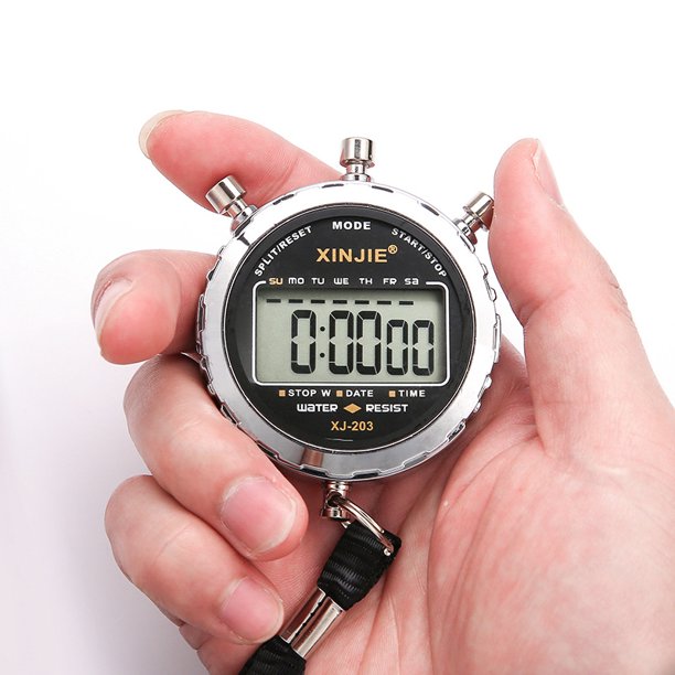 Cronómetro digital, temporizador de segunda precisión a prueba de agua, reloj despertador con pantalla LCD grande de bolsillo para entrenador deportivo de tren de fútbol LingWen 8390611047047