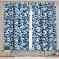 thumbnail image 2 of Ambesonne Japanese Wave Valance & Curtain, Water Splash Foam, 55"x30", Pale Blue Navy Blue, 2 of 7