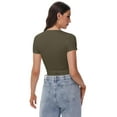 thumbnail image 3 of Women's Square Neck Tops Short Sleeve Crop Tops Workout Summer Clothes Casual Slim Fit T-Shirts, 3 of 6