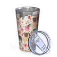 thumbnail image 2 of 16oz Tumblers Pug Dogs with Flowers Stainless Steel Vacuum Insulated Double Wall Travel Tumbler Cups Mug with Lid and Straw,Cleaning Brush for Coffee,Tea, 2 of 4