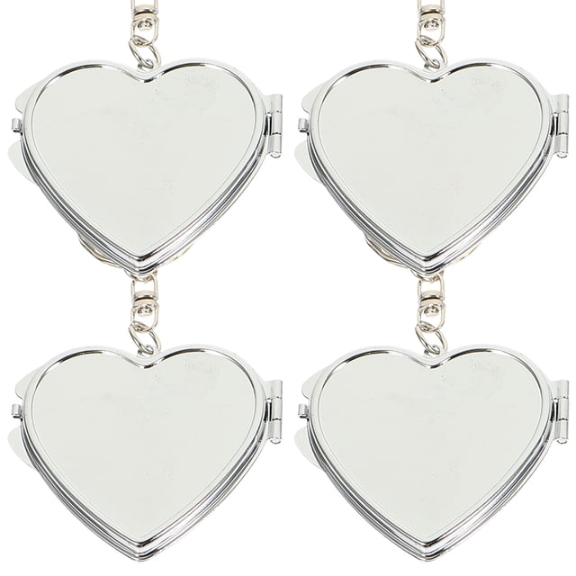 4pcs mini espejo de corazón llavero plegable espejo de metal espejo de metal adorno de colgante