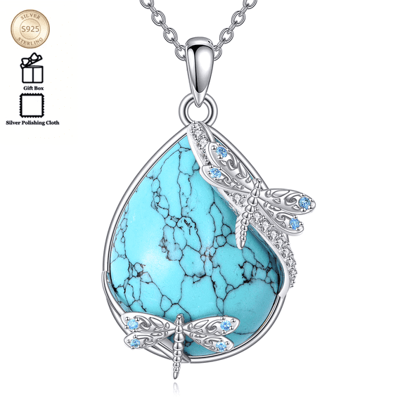 Dragonfly Necklace for Women 925 Sterling Silver Turquoise Dragonfly Pendant Necklace Animal Jewelry Gifts Dragonfly Lovers