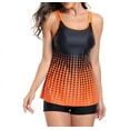 thumbnail image 2 of Womens 2025 Tankini Swimsuits Tummy Control Flowy Swimwear Two Piece Bathing Suits Swim Tank Top with Boyshorts Orange Color XL, 2 of 9