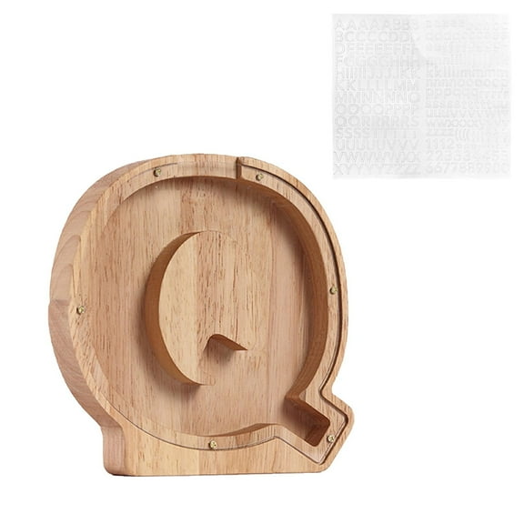 PEIBang Piggy Banks Twenty-Six English Alphabet Letter,Wooden Bills and Coins Bank Money Box,Bedroom Living Room Decoration