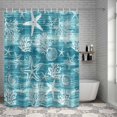 thumbnail image 3 of Shower Curtain Teal Green Coral Shell Starfish Bathroom Curtains with Hooks, Waterproof Fabric Grey Summer Ocean Conch Bath Shower Curtains Set for Bathroom Bathtubs Decor 72x72 Inch, 3 of 9