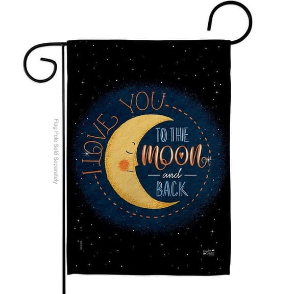 Angeleno Heritage G135464-BO 13 x 18.5 in. Moon & Back Sweet Life Expression Double-Sided Decorative Vertical Garden Flags - House Decoration Banner Yard Gift