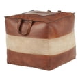thumbnail image 3 of Cobbler Industrial Pouf in Brown Leather and Tan Canvas, 3 of 4