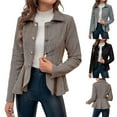 thumbnail image 5 of Lovskoo Women Elegant Blazer Business Work Office Button Peplum Hem Jacket Open Front Herringbone Coats Black, 5 of 5