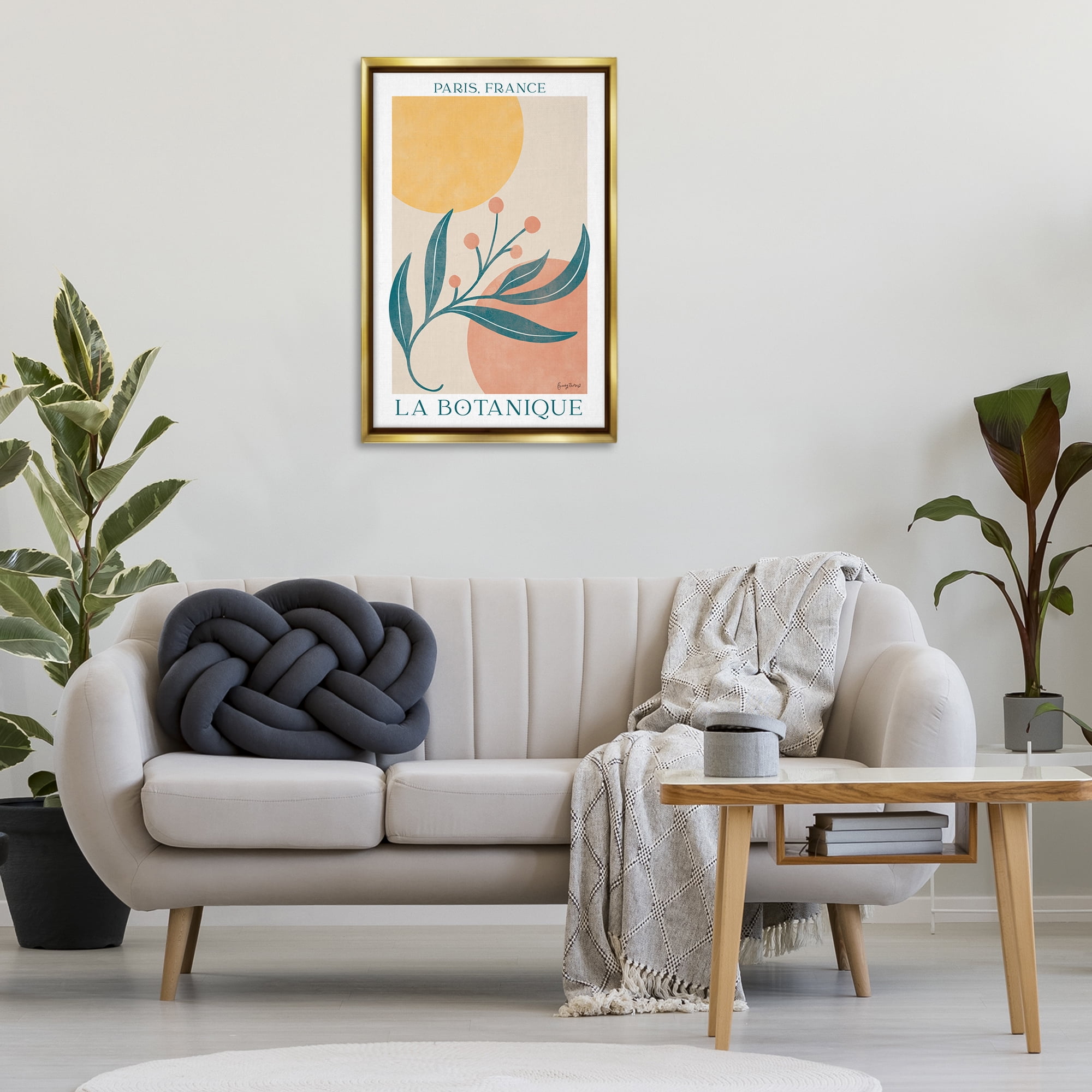 Stupell Industries French Botanical Poster Botanical & Floral Painting Gold Floater Framed Art Print Wall Art, 21 x 31