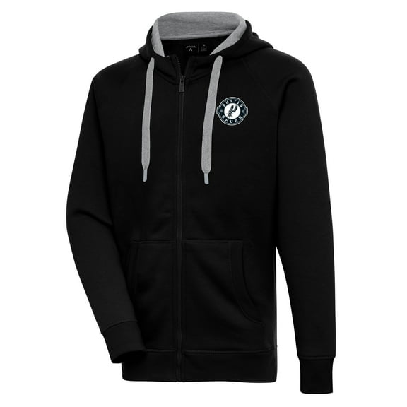 Men's Antigua  Black Austin Spurs Victory Full-Zip Hoodie