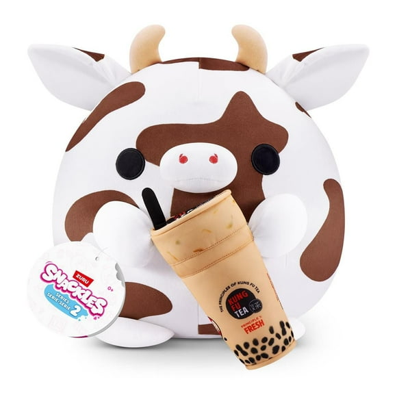SNACKLES 8 inch Snackle (Kung Fu Bubble Tea) Bonnie the Cow, Ultra Soft Collectible Plush Toy by ZURU