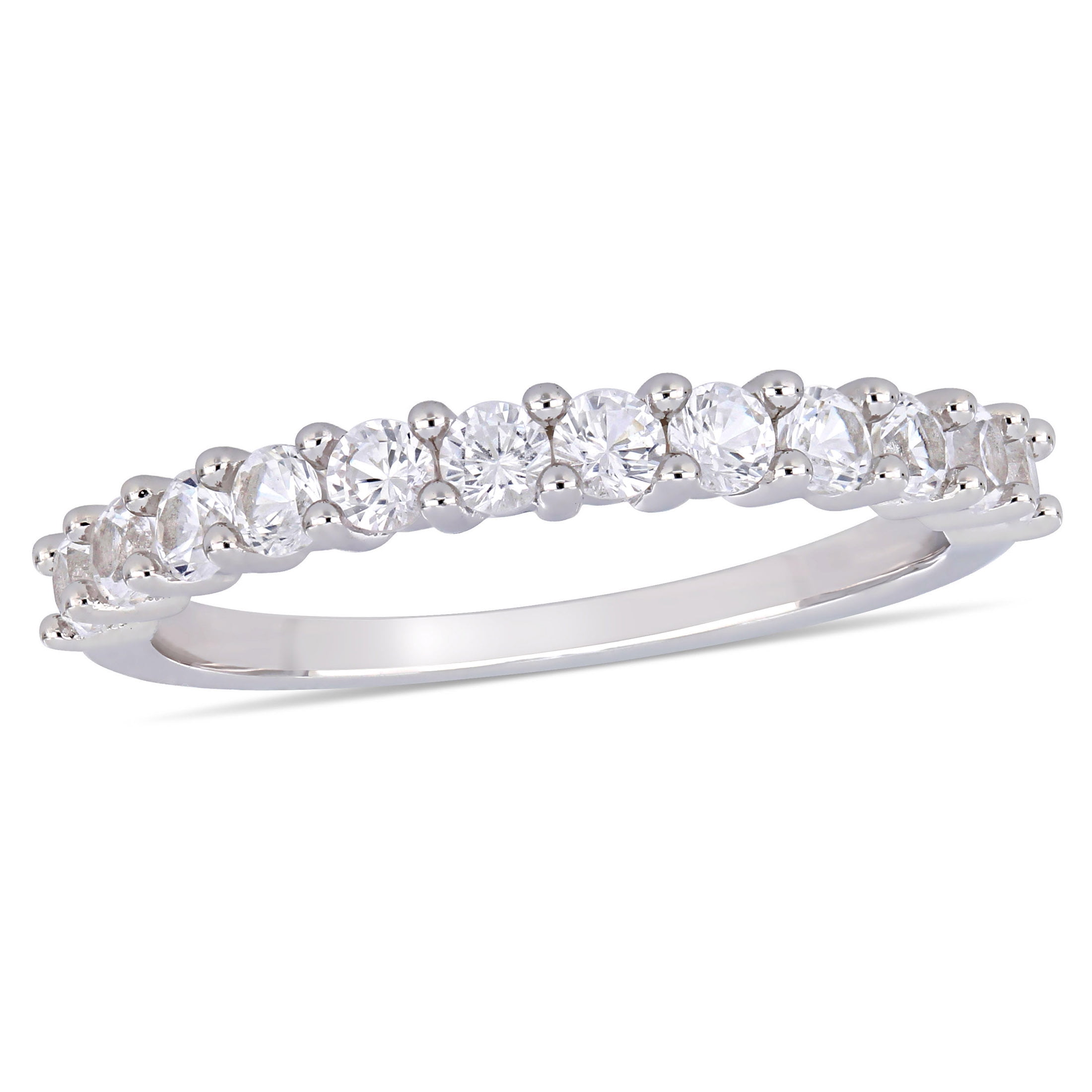 Wedding Engagement Sterling 925 Silver 3 Stone White Sapphire Eternity Ring