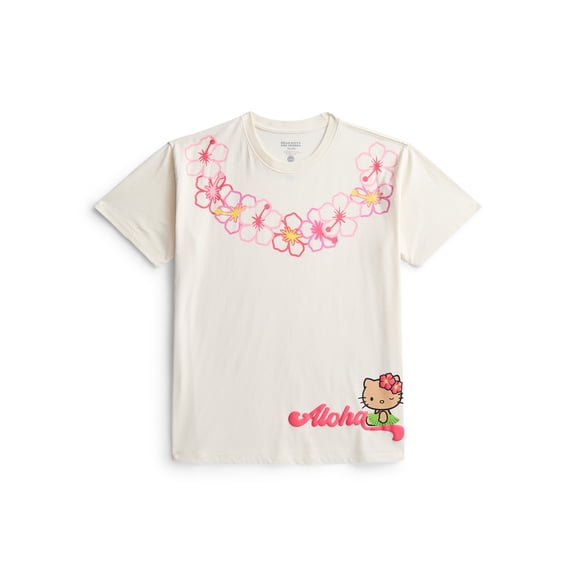 Hello Kitty Women's Aloha Lei Crop Tee with Short Sleeves, Sizes XXS-XXL