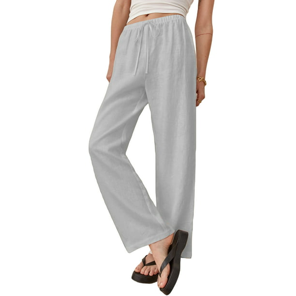 UKAP - UKAP Women Cotton Linen Pajamas Pants Casual Loose Wide Leg ...