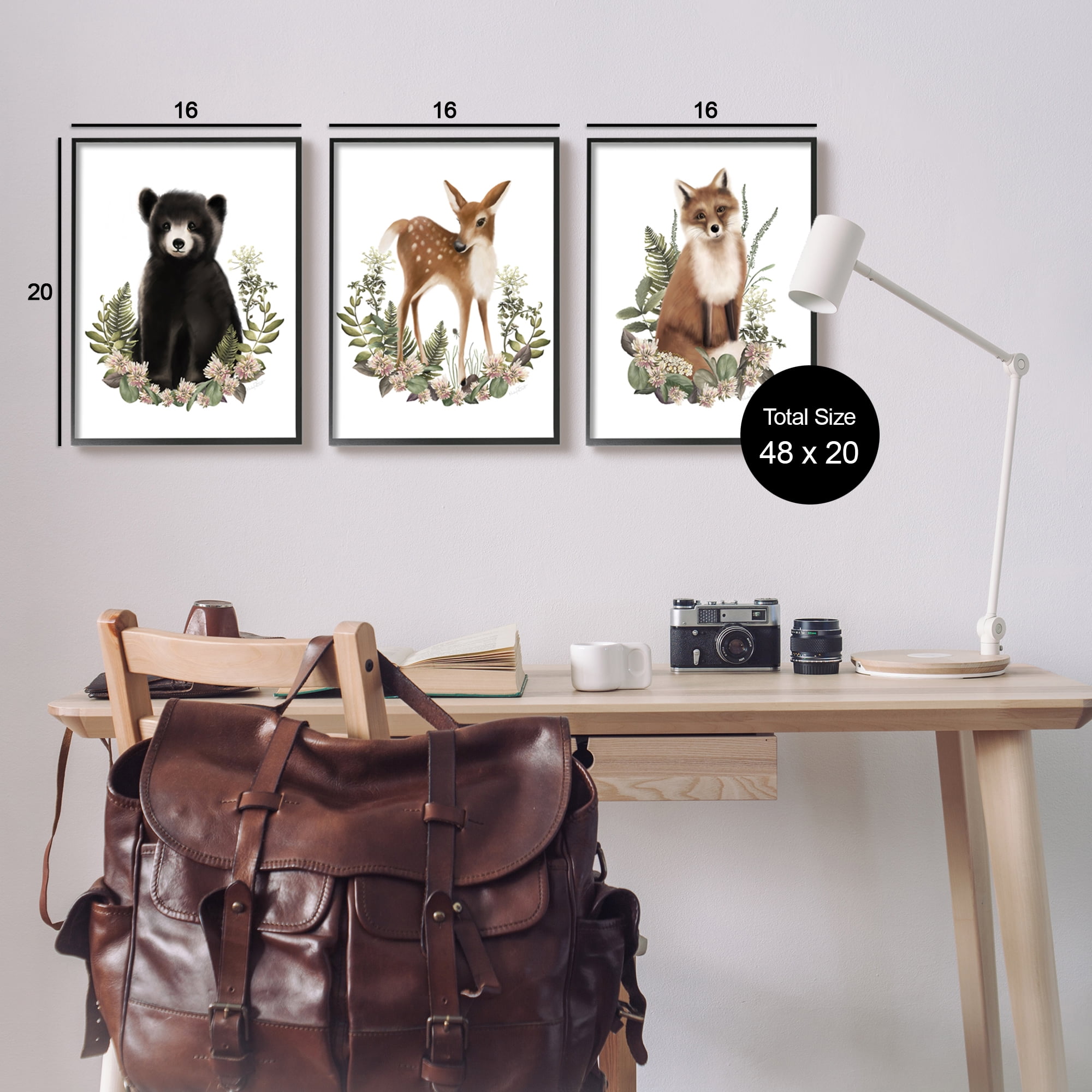 Stupell Industries Floral Woodland Animals Animals & Insects Painting Black Framed Art Print Wall Art, 16 x 20