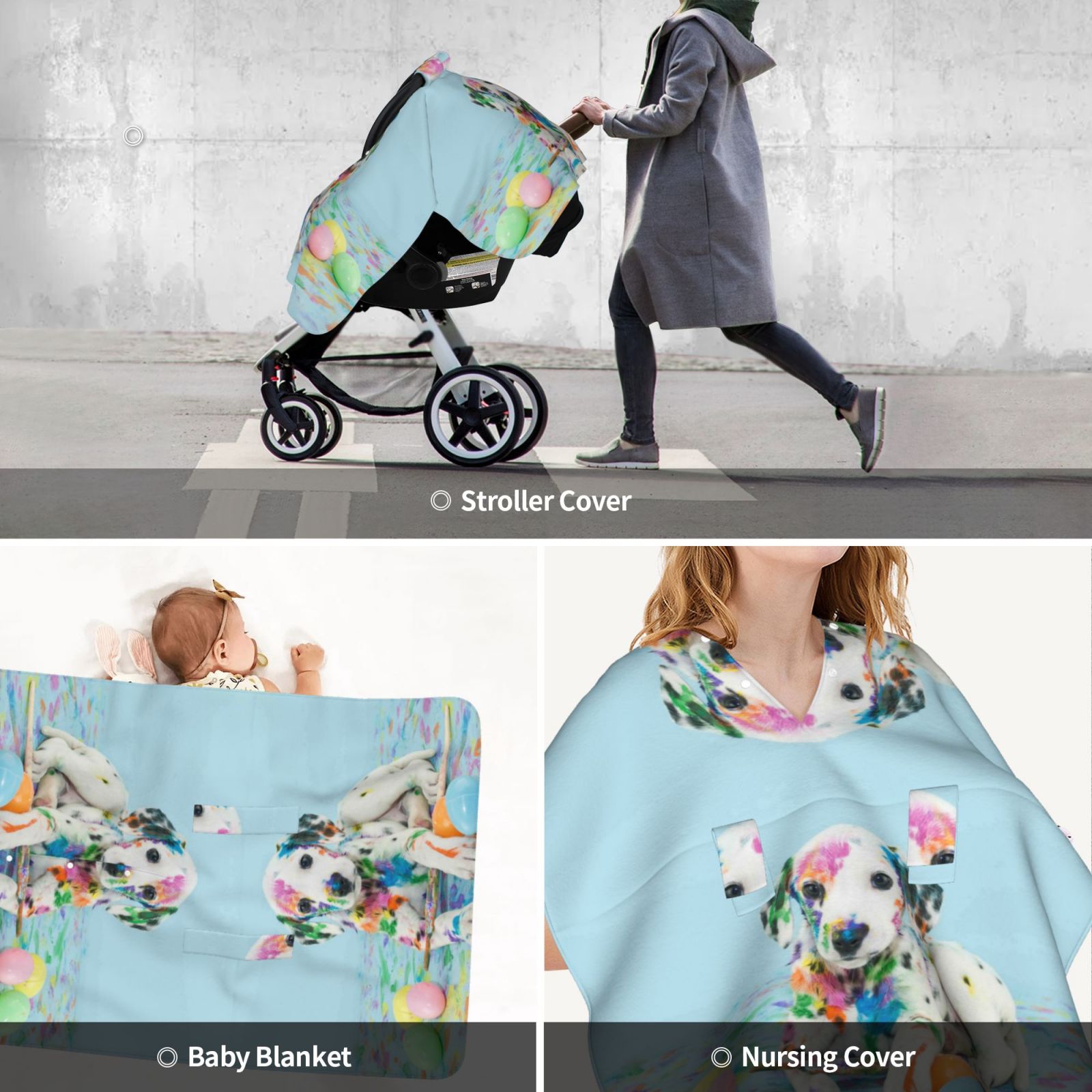 Car Seat Cover Baby - Little Dalmatian Puppy Breathable Infant Car Seat Cover for Baby Carseat, Lightweight Comfort Baby Essentials Must Haves Newborn Stuff for Girl Boy