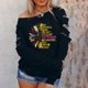 thumbnail image 2 of Camisas casuales florales de manga larga para mujer Estampado de girasol Cuello redondo Estampado de leopardo Costura Mangas caídas Túnica Tops Cuello redondo Blusa de manga larga Pompotops gfhjh10934, 2 of 7