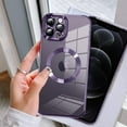 thumbnail image 4 of Magnetic Clear for iPhone 12 Pro Case with Camera Lens Protector [Compatible with MagSafe] Luxury Plating Bumper Soft TPU Shockproof Protective Slim Phone Cover for Women Girls-Purple, 4 of 6